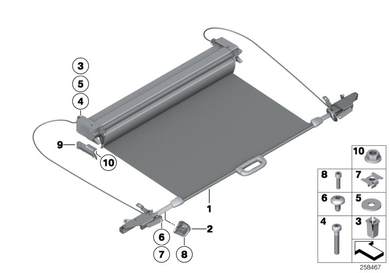 Roller cover for luggage compartment