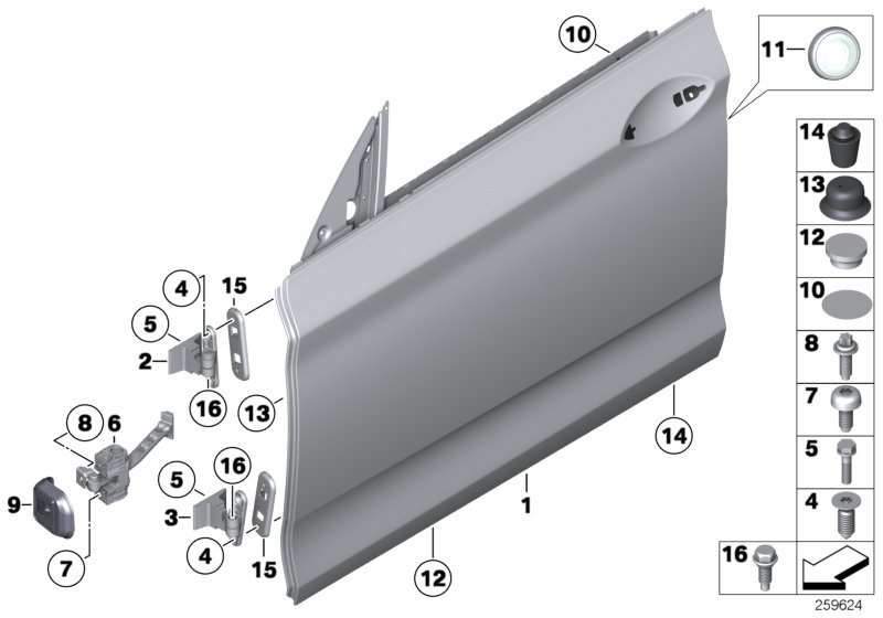 Porta anteriore-cerniera/freno porta