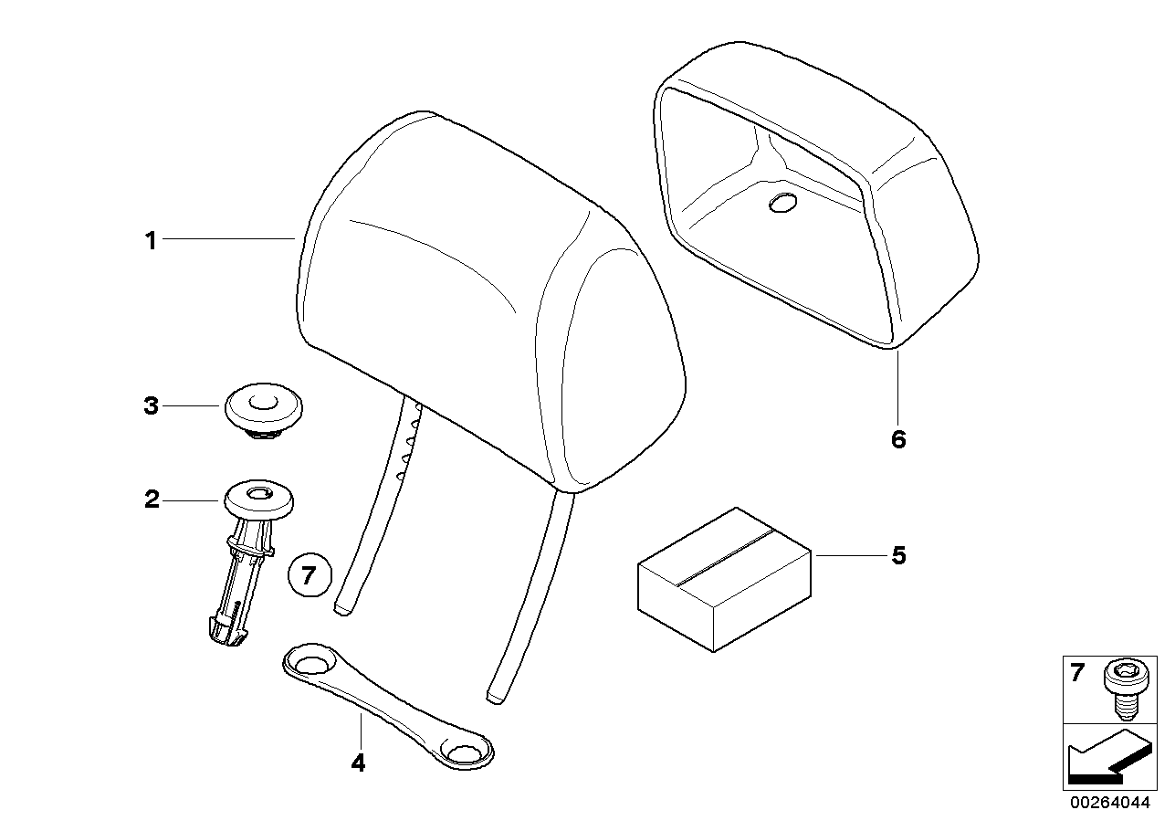 Seat, front, head restraint, basic seat