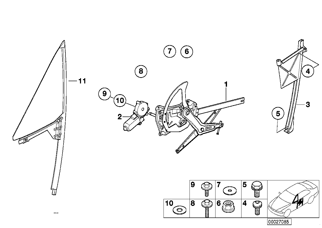 Türfenstermechanismus vorn