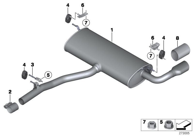 Exhaust system, rear