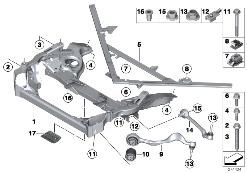 Frnt axle support,wishbone/tension strut