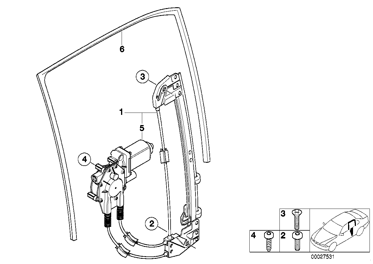 Mechanizm szyby drzwi tylnych