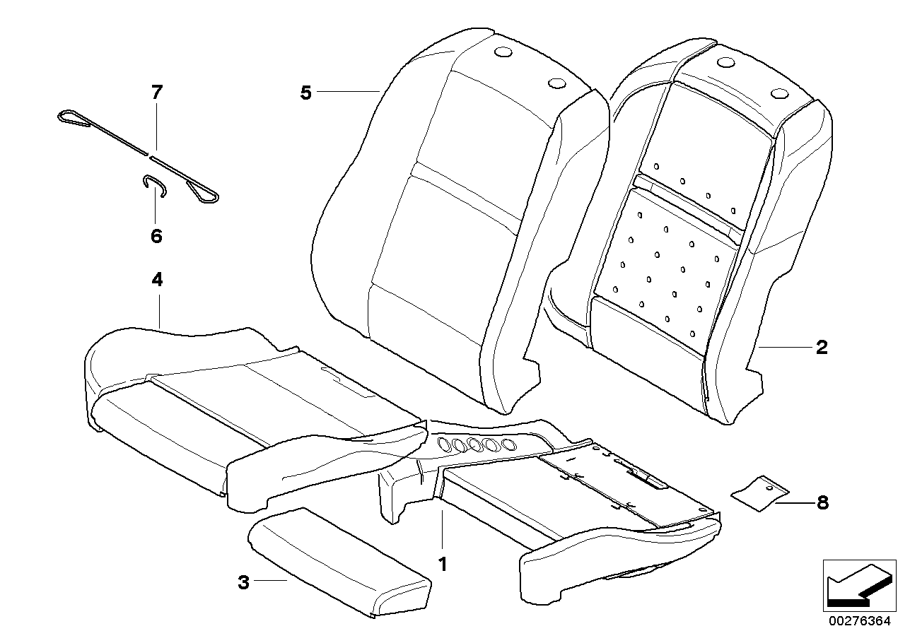 Seat, front, cushion &cover, sports seat