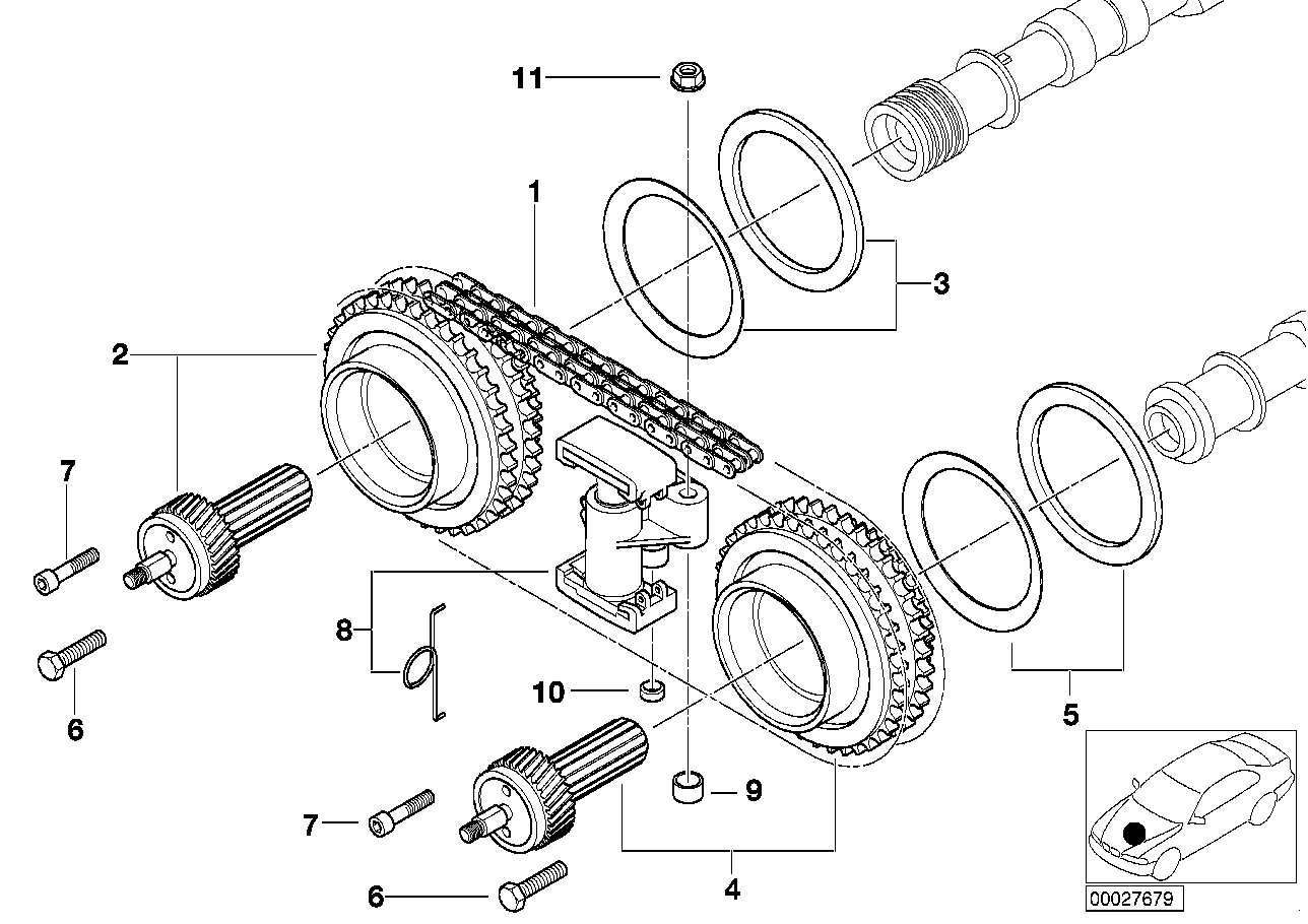 timing gear timing chain top