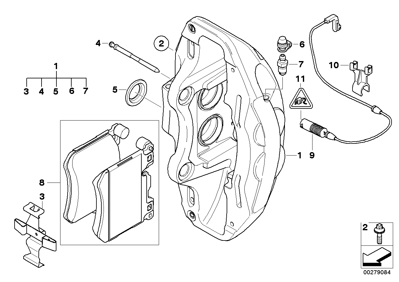 Sensor pastilla freno, freno del.