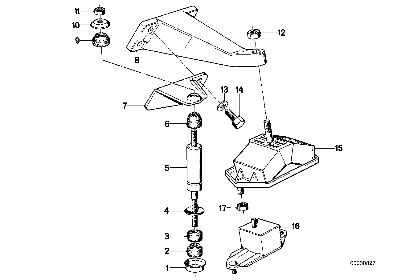 Motorophanging/motordemper