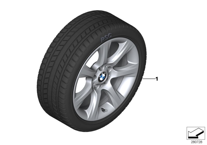 Winter wheel&tyre, star spoke 396