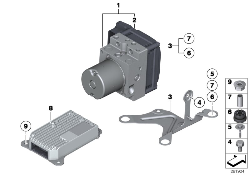 Hydro unit DSC/control unit/fastening