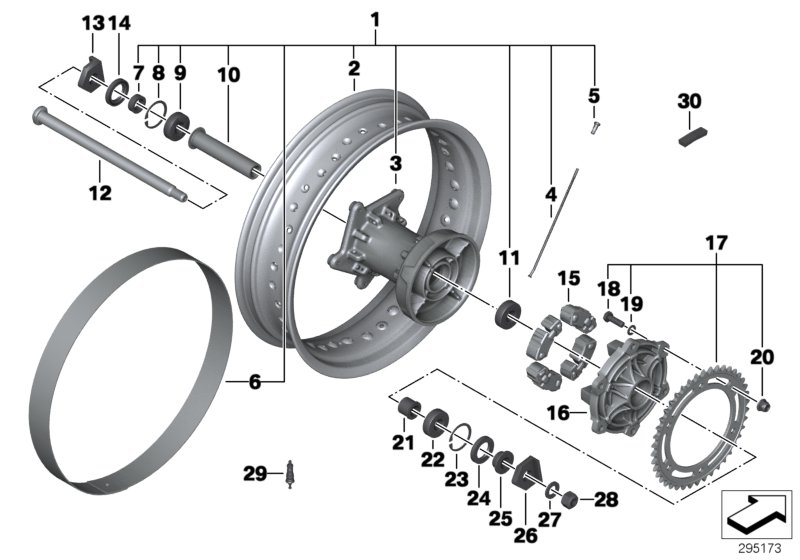 Spoke wheel, rear