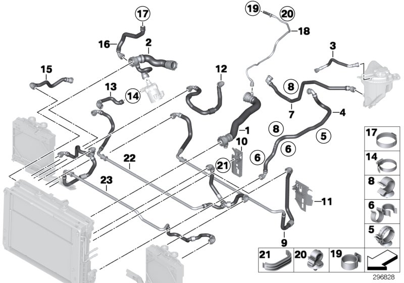 Cooling system coolant hoses