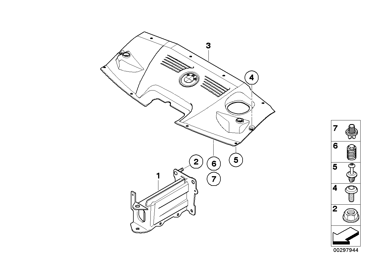 Mounting parts, engine compartment