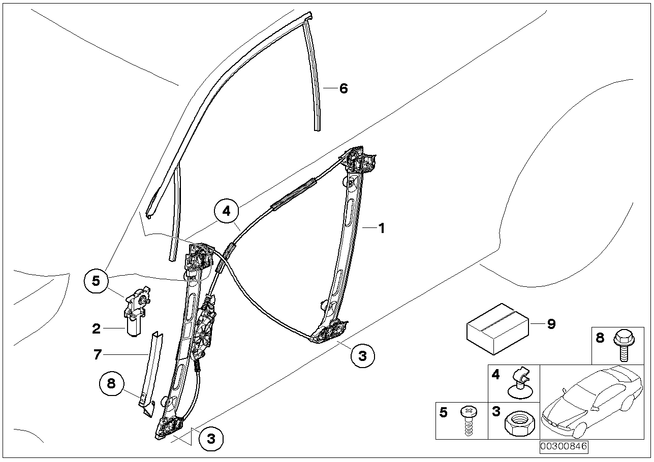 Mechanizm szyby drzwi przednich