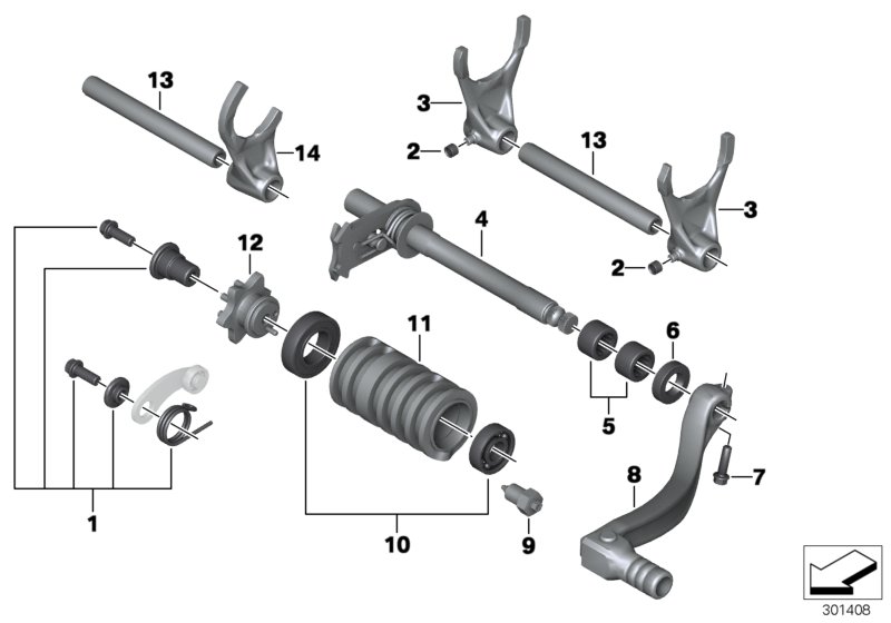 5 Gang Getriebe-Schaltungsteile