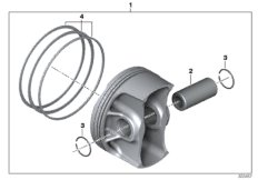 Kolben mit Ringen und Bolzen