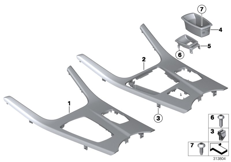 Decor trims, centre console