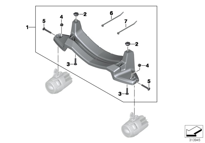 Set holder LED additional headlight