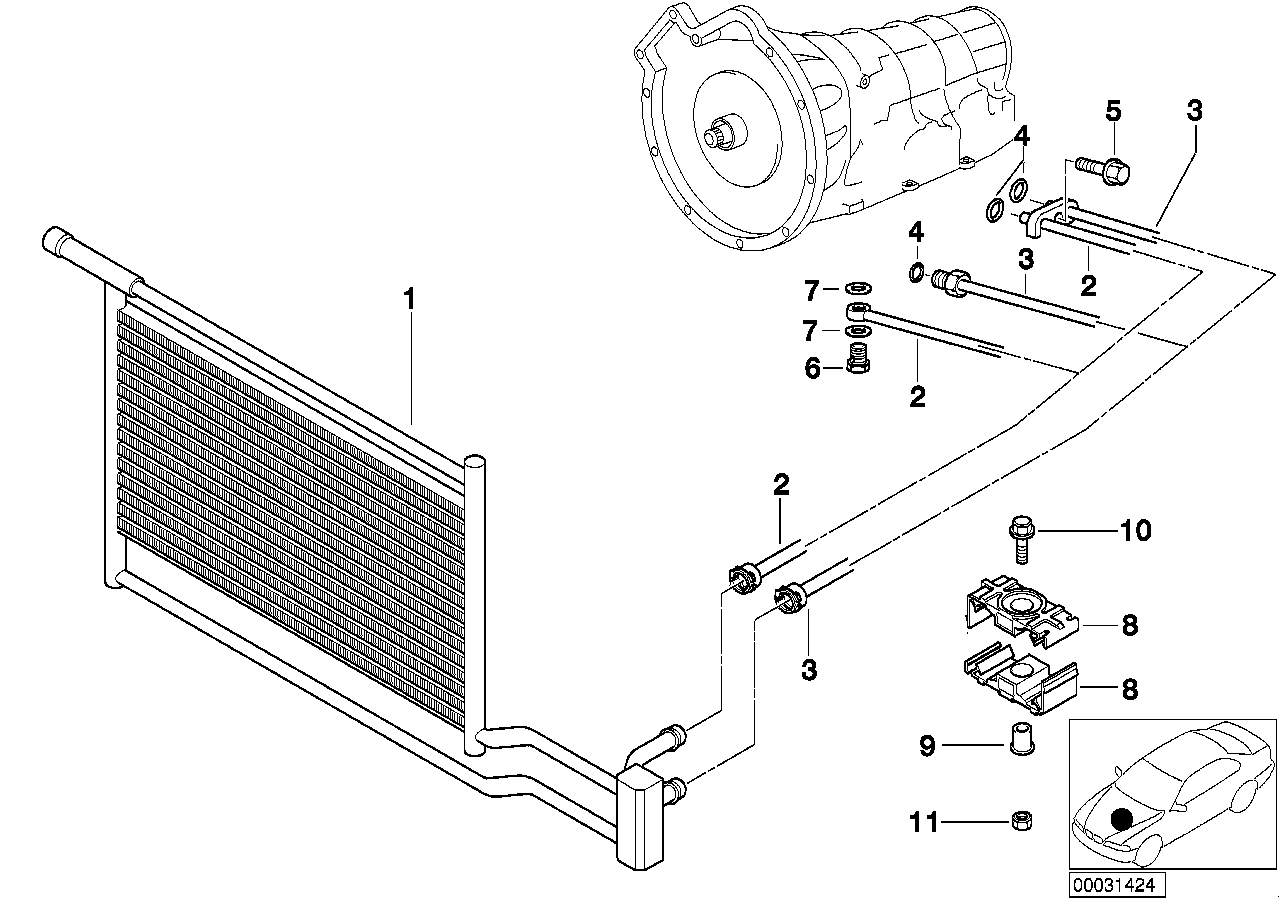 Radiateur d'huile/tuyau de rad.d'huile