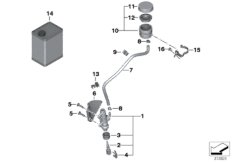 Rear brake master cylinder w container