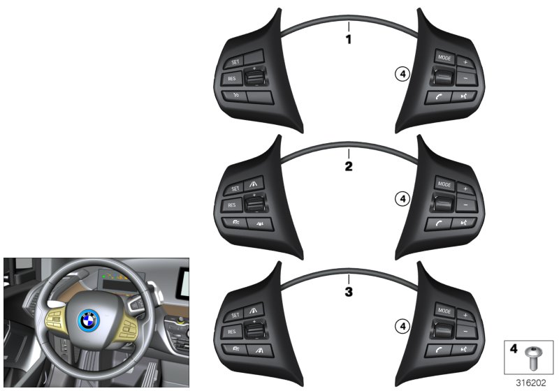 Switch, multifunct. steering wheel