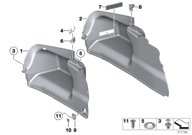 Lateral trunk floor trim panel