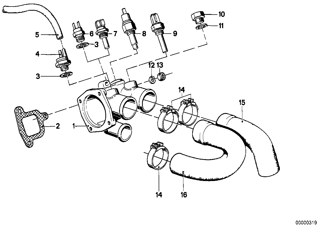 Cooling system-thermostat/water hoses