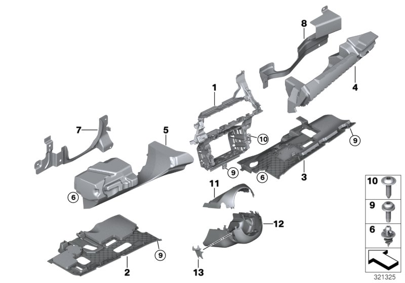 Mounting parts, instrument panel, bottom