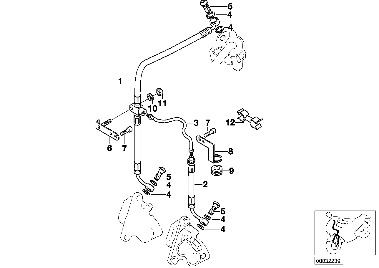 Brake pipe, front, without ABS