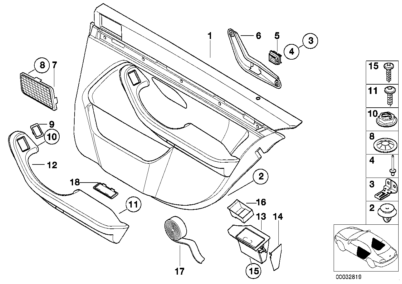 Türverkl.Stoff/Kunstleder hinten