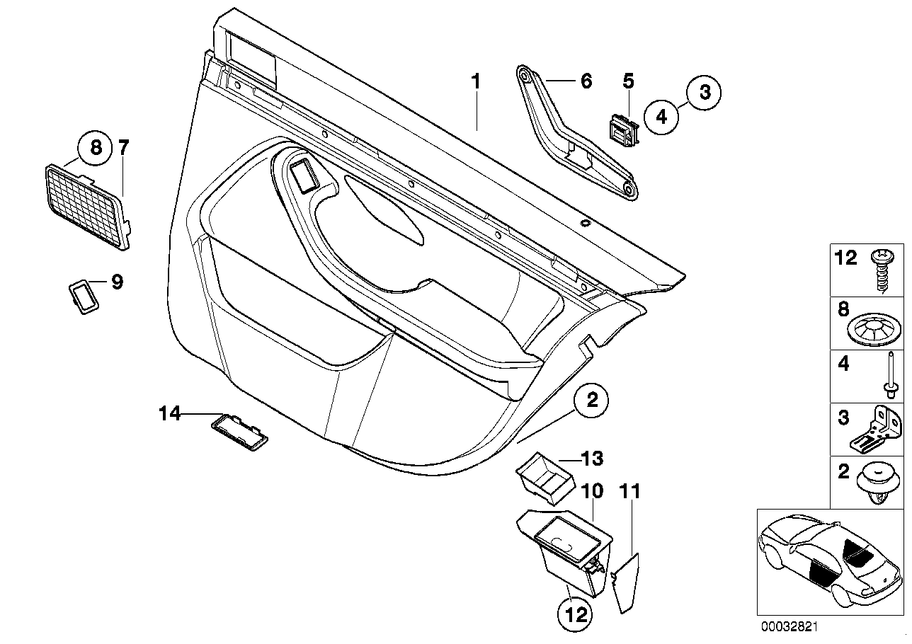 Revêt.porte arr,étoffe/simili cuir,airbg