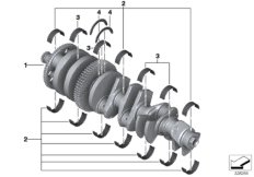 Crankshaft with bearing shells