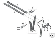 Camshaft, camshaft gear, timing chain