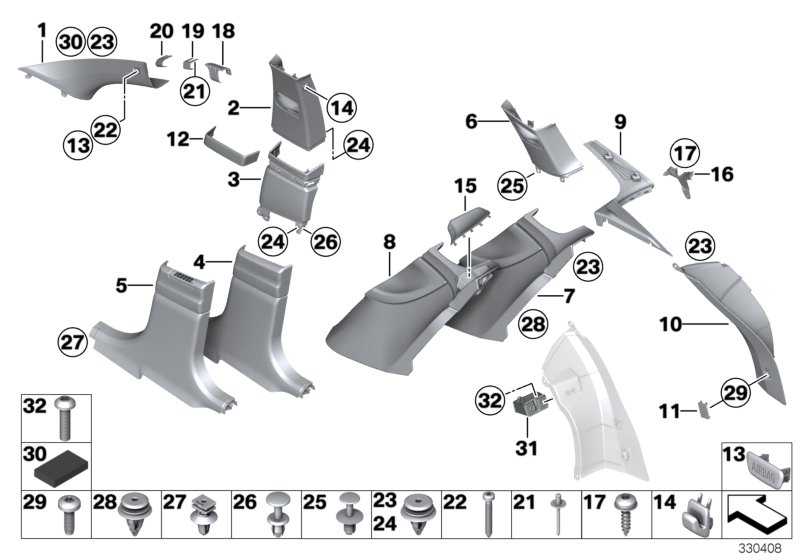 Trim panel A- / B- / C- / D-Column