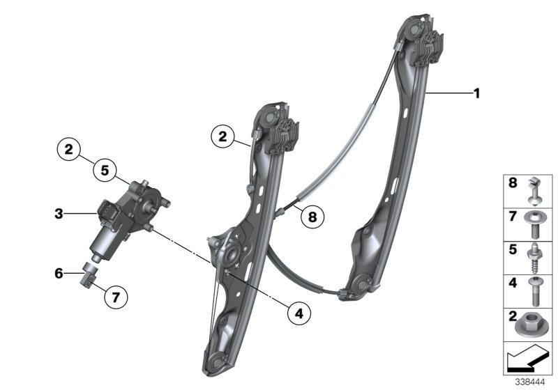 Door window lifting mechanism front