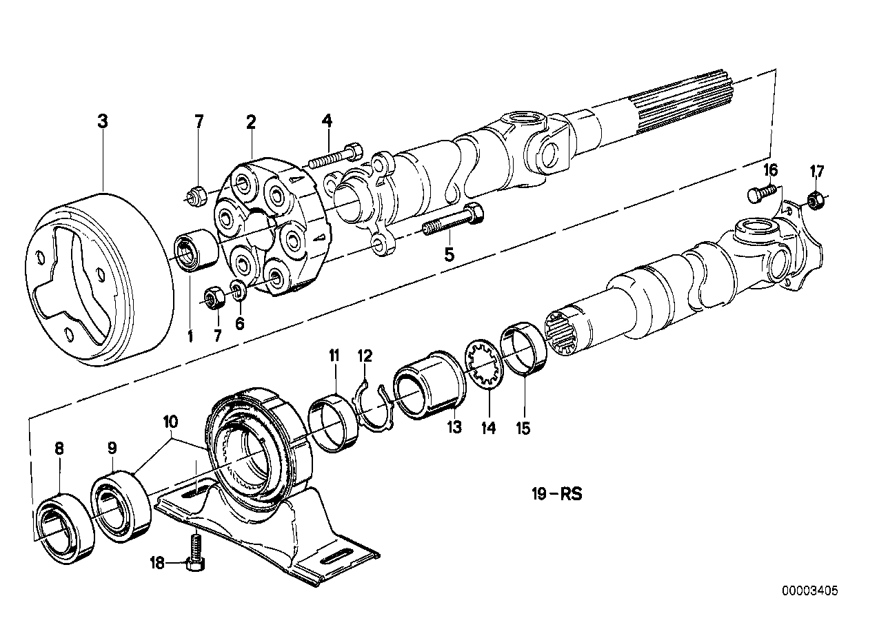 Kardanaxel, kopplingsskiva/mellanlager