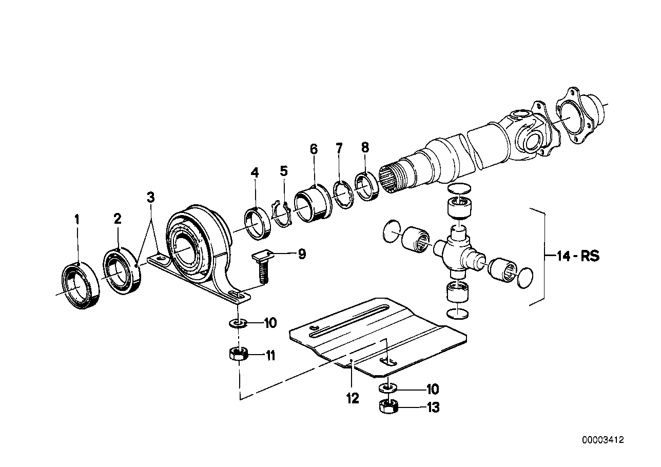 Aandrijfas-ophanglager-kruiskoppeling