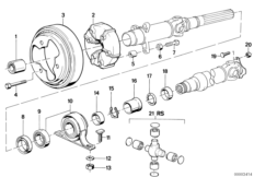 Drive shaft,univ.joint/centre mounting