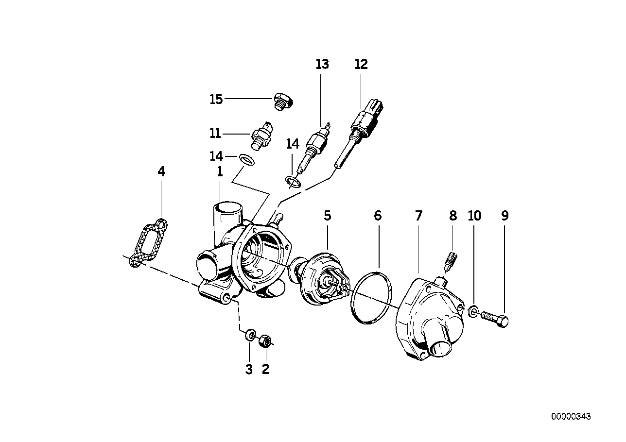 Cooling system-thermostat housing