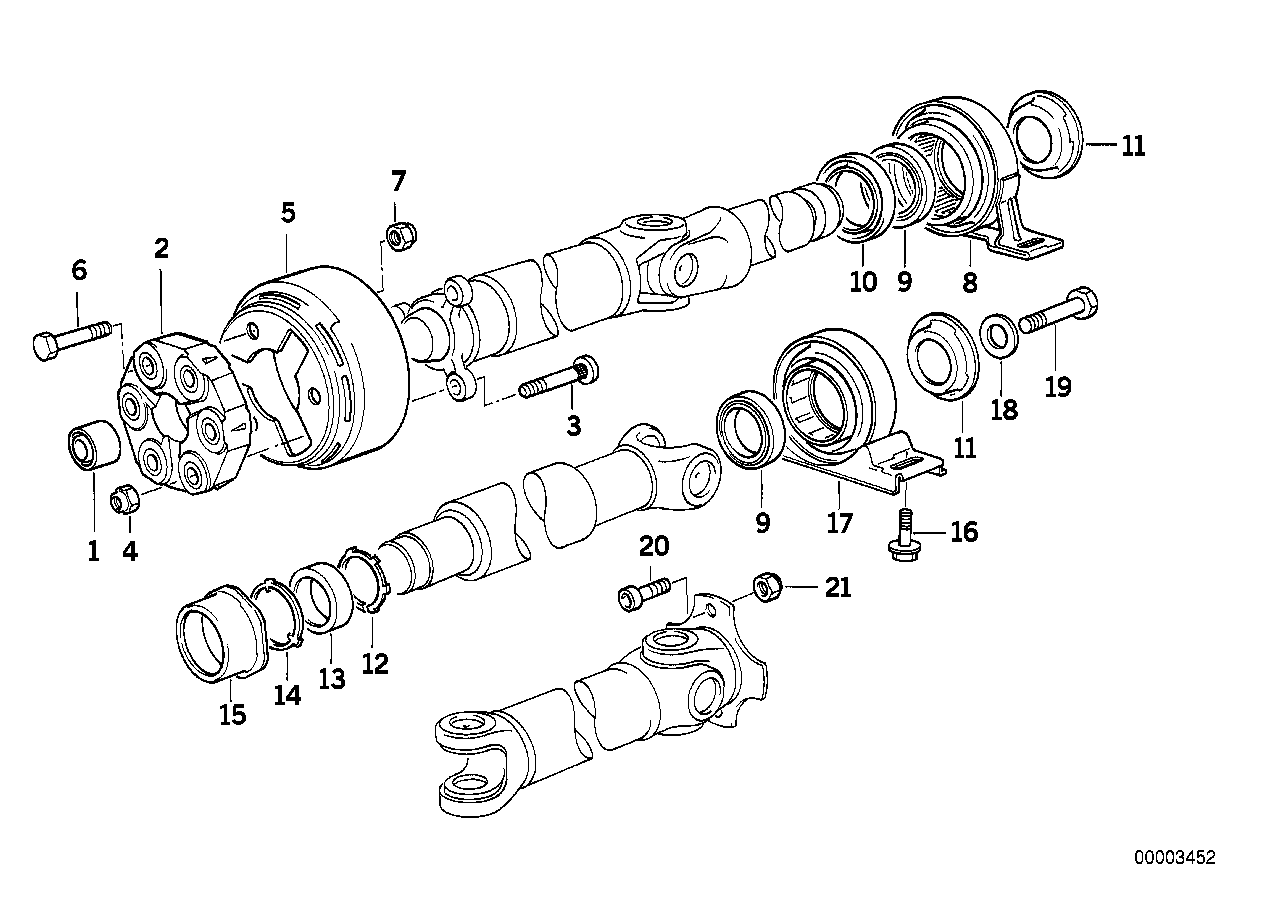 Drive shaft-cent.bearing-universal joint