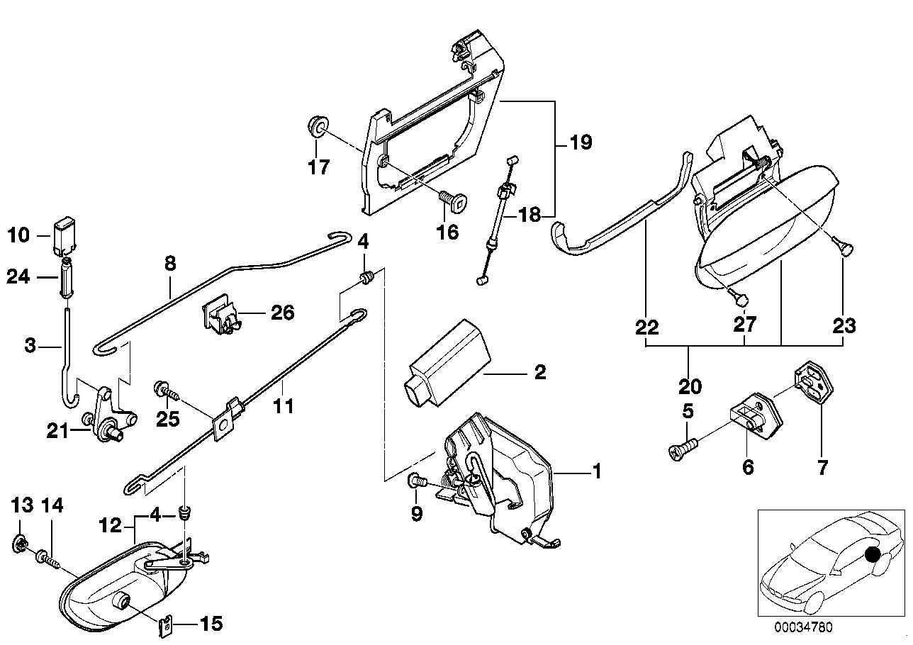 Kapı kumandası/Kapı kilidi Arka