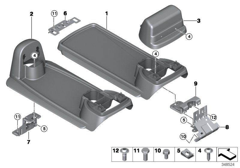 Centre console, rear cabin