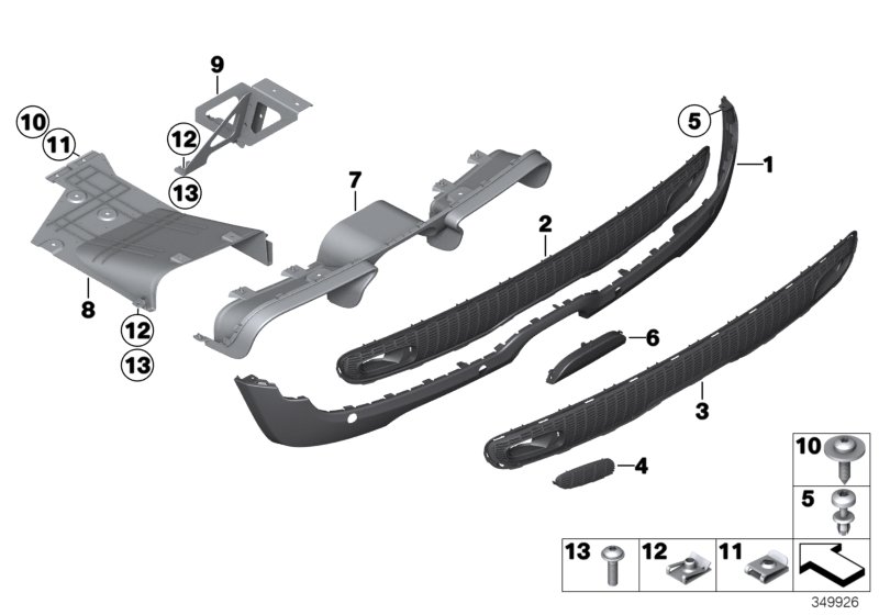 Trim panel, trim elements, rear