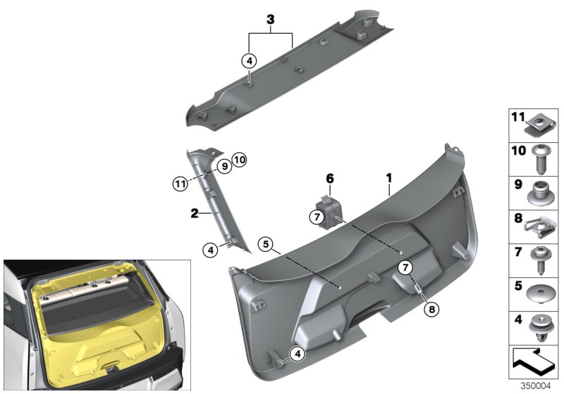 Trim panel, trunk lid