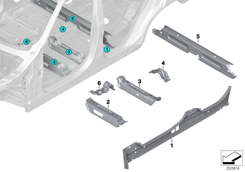 Floor parts rear interior