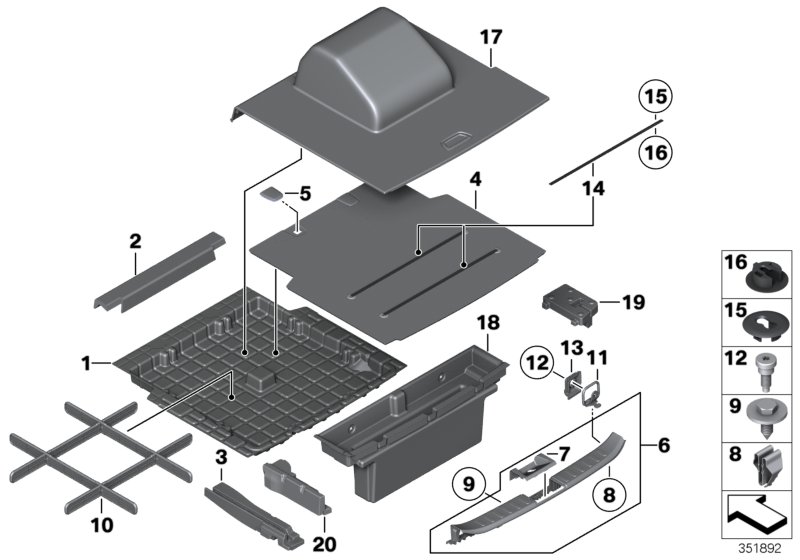 Trim panel, trunk floor