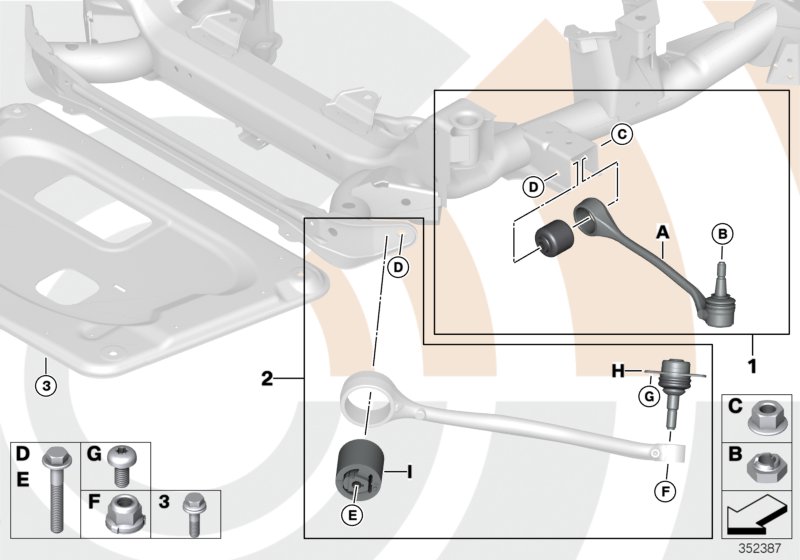 Repair kit, trailing links and wishbones