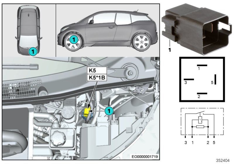 Relay, electric fan motor K5