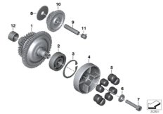 Alternator starter overrunning clutch