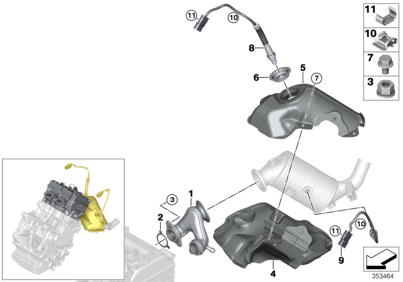 Exhaust manifold - oxygen sensors