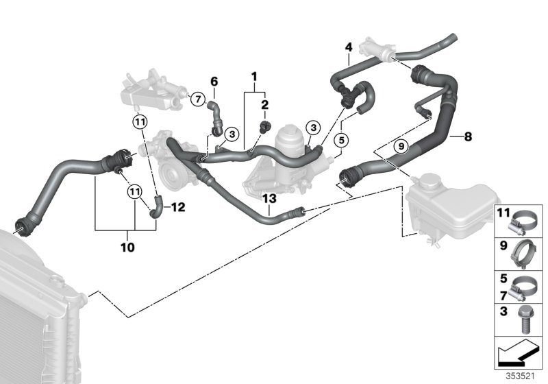 Cooling system coolant hoses